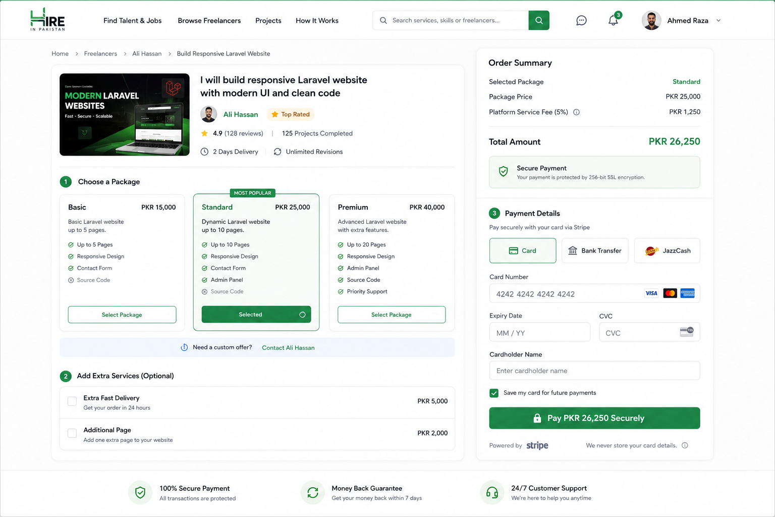 Hire in Pakistan – Stripe Payment Integration